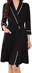 Ekouaer Women Robes Shawl Collar Bathrobe Short Kimono Robe Soft Knit Bathrobes Ladies Sleepwear with Pockets S-XXL
