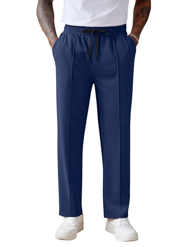 Image of COOFANDY Men's Jogging Pants Sweatpants with Pockets Casual Elasticated Waist Trousers Navy Blue M