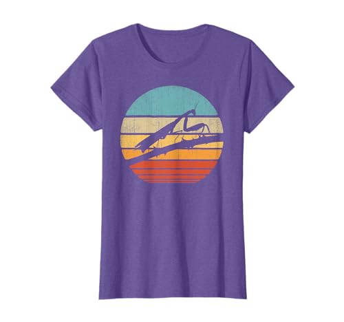 Image of Praying Mantis Retro Vintage 60s 70s Sunset Bug Insect Men T-Shirt