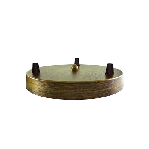 Brushed Brass Ceiling Rose 3 Outlet 200mm Metal Round Light Fitting Base for Pendant Light Cover Canopy Lamp Modern Ceiling Fixture Plate Ideal for Stylish Home Lighting Decorative Hanging Lights