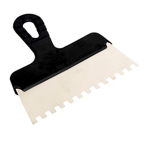 Toolty Professional Stainless Steel Notched Taping Knife, Tiling Trowel, Plastering Trowel -600mm, 4x4mm - for Adhesive mortars - Plastic Handle, Tile, Tiling, Adhesive, DIY - TLTY-0972