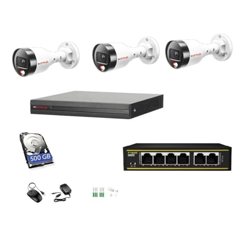Image of CP Plus 4MP IP CCTV Camera Combo Set with (4CH NVR,Colour Night Vision with Audio Recording Outdoor bullete Camera-3Nos,4+2 Port Port POE Switch,500 GB Hard Drive