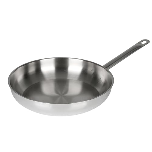 Sitram 711143, Poêle Gamme Expert Acier inoxydable Qualité Pro Ø 28 cm - Fond 3 couches renforcées, fabriqué sans PFAS - tous feux dont induction, Argent