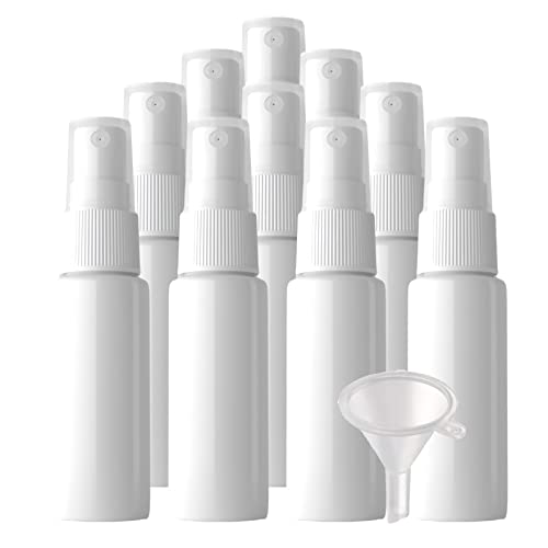 Contenitori da viaggio per cosmetici barattoli da per articoli da toeletta 10 pezzi mini vuoti da 20 ml plastica PET bianco con pompa spray a nebbia fine con spruzzatore biancoWhite
