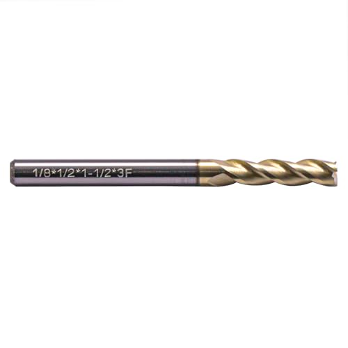 Image of BestParts 1 /8 inch 3 Flute Solid Carbide End Mill for Aluminum - ZrN Coated | 37 Degree Helix, 1 /8 inch Cutting Diameter, 1 /8 inch Shank Diameter, 1 /2 inch Length of Cut, 1-1 /2 inch Overall Length, Square End