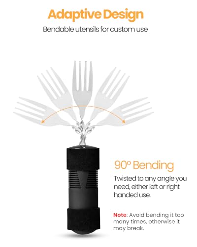 HoEase Bendable Adaptive Utensils for Elderly, Disabled People, Parkinson’s, Arthritis, Hand Tremors, Weak Hand Grip & Handicapped, Arthritic Hands-Non Slip Handles (Black) - Image 3