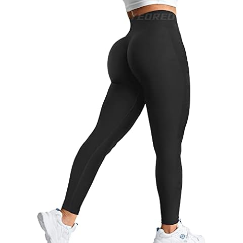 YEOREO Amplify Leggings for Women Seamless Scrunch Leggings Butt Lifting Gym High Waisted Athletic Leggings Black Marl Cover