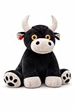 Genérico Peluche Toro Grande Español de Lidia, 40 cm, Negro y Blanco, Juguete Suave
