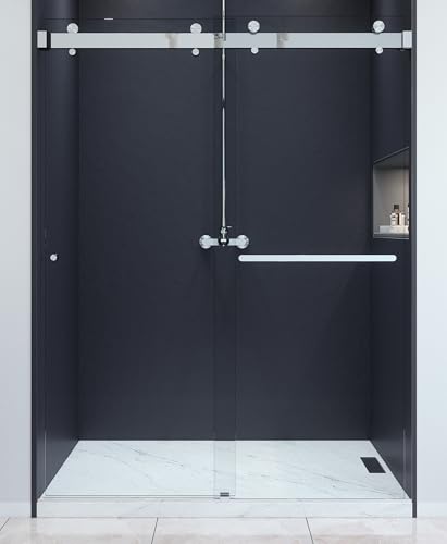 EUROTECH SHOWERS Twinglide ANZA-200 Frameless Shower Door 56-59" Width x 76" Height with 5/16" (8mm) Clear Tempered Glass (Chrome)