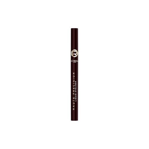 L'Oréal Paris, Delineador de Ojos Líquido, Larga Duración 24H, Punta de Fieltro Suave, Color Intenso, Waterproof, Aplicación y Líneas Precisas, Haute Precision, Tono: Granate (Le Bordeaux)
