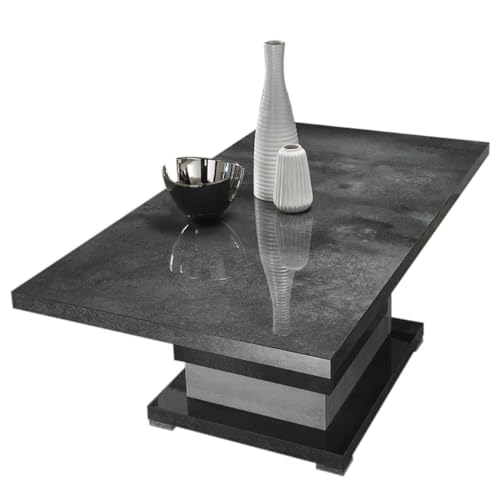 AltoBuy Hoffman - Table Basse à Pied Central Gris Aspect Pierre