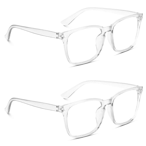 Image of Blue Light Blocking Computer Glasses for Men & Women, Square TR90 Lightweight Eyeglasses Frame, Anti Eye Strain UV Protection, Clear Lens for Gaming Office Reading