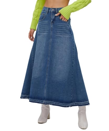 Amazon.com: Kisidoo Long Denim Skirt for Women Trendy