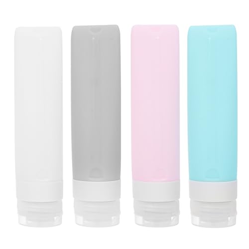 PENIKOKO 4個 シリコン製漏れ防止トラベルボトル 旅行用シャンプー容器 コンパクト装瓶 プッシュ式液体ディスペンサー