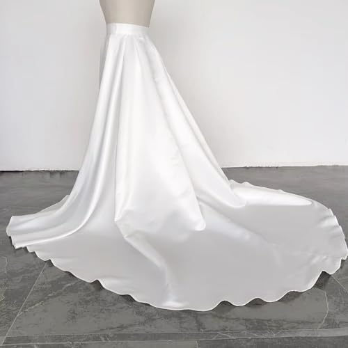 Satin Detachable Long Train Bridal Removable Skirt for Wedding Dresses Front Open Overskirt2