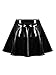 Linjinx A-Line Flare Skirts for Women PVC Wet Look Skater Mini Skirt High Waist Short Skirt Costume Black XX-Large