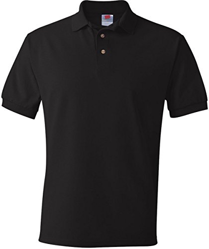 Men's 7 oz Hanes STEDMAN Cotton Pique Polo, Black, 2XL