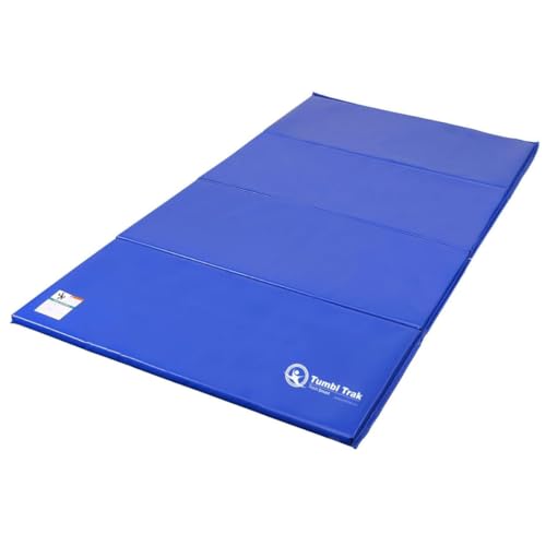 Tumbl Trak Gymnastics Folding Tumbling Panel Mat, 4ft x 8ft x 2in, Royal Blue
