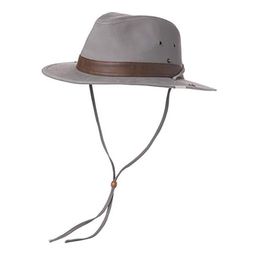 Comhats UPF 50 Cotton Safari Fedora Men, Women UV Protection Sun Hat for Fishing Hiking Walking, Summer Bush Hat, Wide Brim Travel Adventurer Hat, Grey XXL