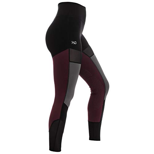 Horseware Ladies Fashion Riding Tights Silicon - Black/Fig, X-Large