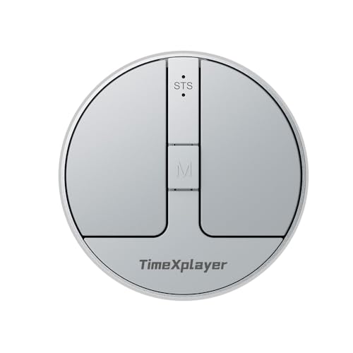 TIMEXPLAYER Elegante mini ratón redondo con carrete de detección de presión, conectividad inalámbrica ultra portátil: con cable, 2.4G y Bluetooth dual, funda de goma incluida (BT1/BT2-plateado)