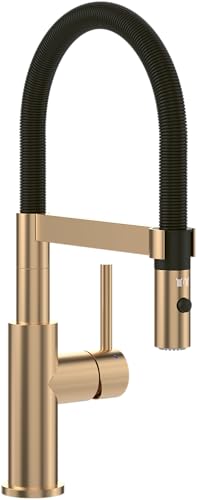 Villeroy & Boch Steel Expert Compact Küchenarmatur, Hochdruck, Wasserhahn Küche mit Umschaltfunktion und schwenkbarem Auslauf, Spültischarmatur wassersparend, Auslauf Höhe 143mm, Gold-Schwarz