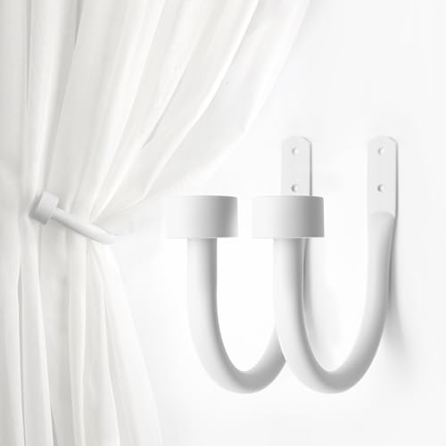 2PCS Curtain Holdbacks, Wall Mounted Curtain Holders, Curtain Hooks for Drapes, Curtains Tie Backs Hooks for Bedroom, Living Room, White by ztlab - Used condition - CA$15.63
