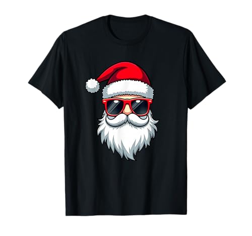 Cooler Weihnachtsmann in Sonnenbrille Weihnachten Modern Urlaub Kunst Herren T-Shirt