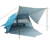 ARTETHYS Strandmuschel Pop Up Strandzelt, 4-5 Personen Automatisches Strand Zelt UV Schutz 50+, Tragbar Große Sonnenzelt mit Sonnensegel, Wind- & Sonnenschutz für Familien Strand Camping Garten, Blau