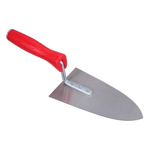 Vaguelly Paleta de Albañilería Multifuncional Acero Sólido Mango Plástico Rojo Triangular para Enlucido y Reparación Masonry Pequeña