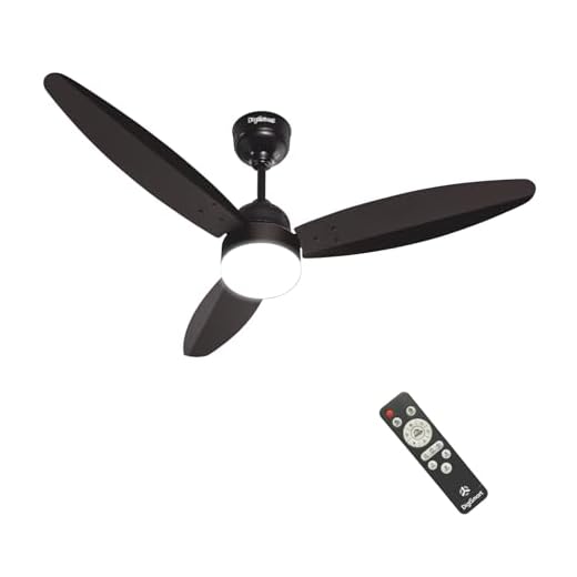 DIGISMART Autum Mark 1 1200mm Ceiling Fan, 3 Wider Blade, Energy Efficent BLDC 28 Watt Motor Fan, 5 Step Dim LED Light, Full Remote Control, Reversible Mode and Timer, 5 Years Warranty - Smoke Brown