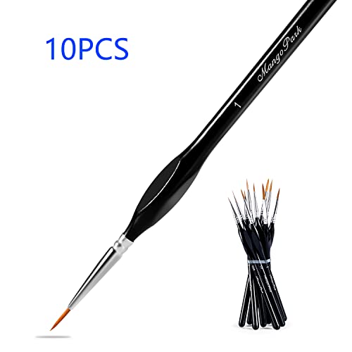 Mangopark™ 10Pcs Miniature Paint Brushes, Premium Detail Paint Brush Set, Easy To Hold Fine Tip Paint Brush, Professional Thin Paint Brushes For Acrylic, Watercolor, Oil, Model, Face Painting #TOP7