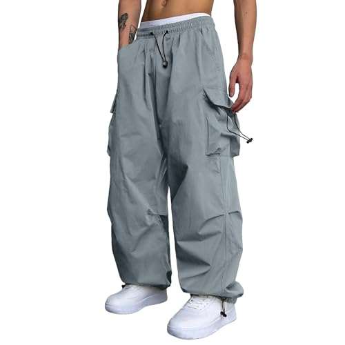 Fxbar Mens Casual Cargo Pants Workout Joggers Stretch Sweatpants Hiking Drawstring Tactical Pants with Multi Pockets4