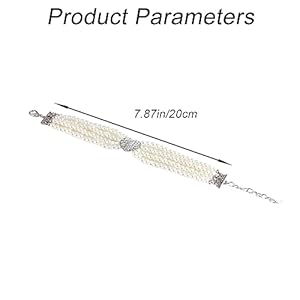 Dog necklace collar with four rows of imitation pearl fancy dog collar adjustable dog pearl collar jewelry for dog cat puppy kitten size s 7 87+1 97in   cucciolini doodles