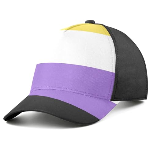 Sombreros unisex para hombres con bandera del orgullo no binario Nb negro sólido