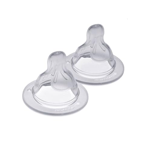 MAM Tétines pour biberon 6+ mois (2 pièces) – Lot de 2 tétines en silicone débit 3 vitesse rapide – Tétine plate et ultra-douce pour bébé