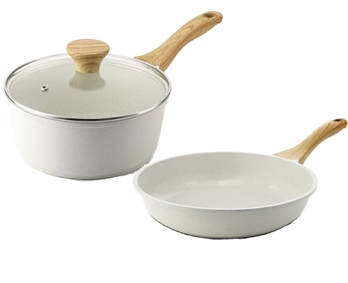 Image of SENSARTE Nonstick Ceramic Frying Pan Skillet, 8-Inch Omelet Pan, Healthy Non Toxic Chef Pan, 1.5QT Saucepan with Lid Induction Compatible Egg Pan, Free of Intentionally Added PFAS/PTFE