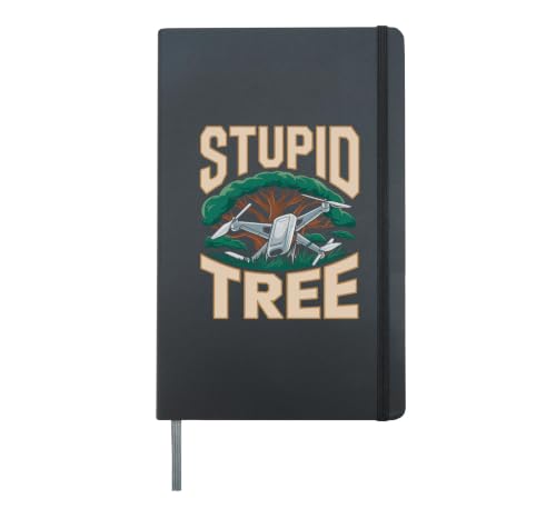 Stupid Tree Funny Drone Pilot Humor Hardcover Journal, Black