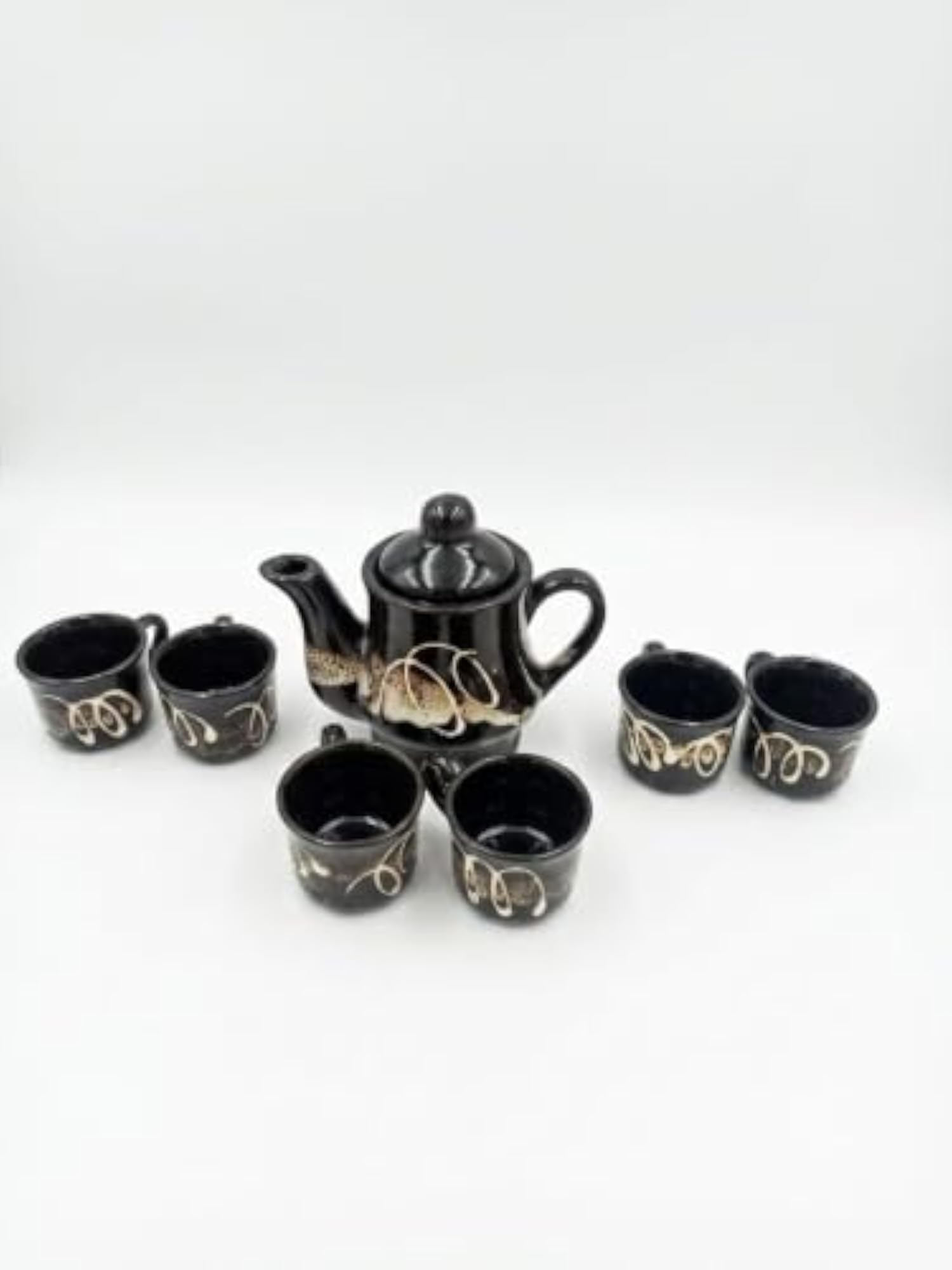Mini Ceramic Tea Set for Kids, Kettle & 6 Cups