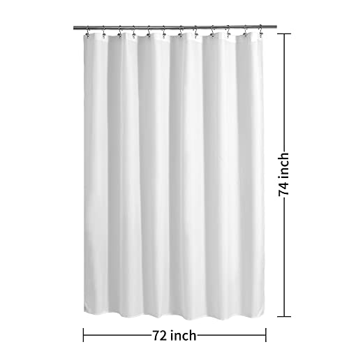 Alyvia Spring Long Fabric Shower Curtain Liner Waterproof - 72" X 74", Soft & Lightweight Longer Shower Curtain With Magnets, Machine Washable - 72X74, White #TOP6