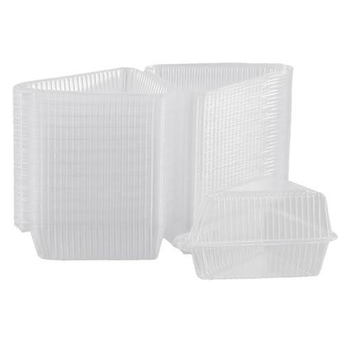 MAHIONG 200 Pcs Cake Slice Boxes, Individual Cheesecake Boxes Holder with Hinged Lids, Wedge-shaped Clear Containers for Cake Portions, Sandwiches, Pudding, Salad