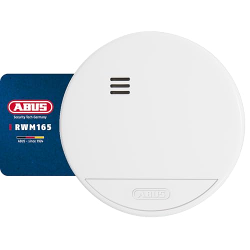 ABUS Wireless Smoke Detector RWM165 for home - with 10-year battery - 12 detectors can be networked - Q-Label & DIN EN14604 certified - 85 dB alarm - White