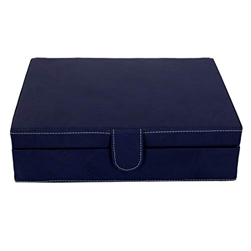 Image of Leather World PU Leather 10 Slots Wrist Watch Box Case Organizer Jewelry Storage for Men and Women (Blue P)
