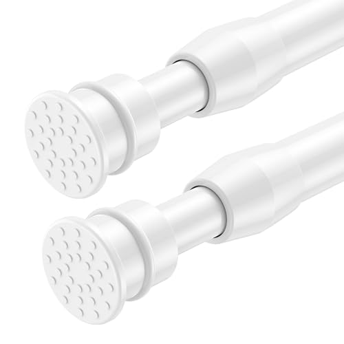 Image of AIZESI 2 Pack Tension Curtain Rods for Windows 27 to 38 inch, Adjustable Expandable Pressure Spring Curtain Rods No Drilling, White Tension Rods for Bedroom Closet Door