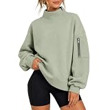 Mock Neck Sweatshirt For Women Y2k Mockneck Oversized Cotton Sweatshirt cute clothes for teen Pullover Fleece Plus Size Crew Turtle Neck Trendy Plain Lightweight Tops 2026 Fall Fashion Clothes Hoodies
