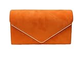 LeahWard Women's Clutch Bag Wedding Evening Handbags Suede Night Out Purse 1616 (Orange)