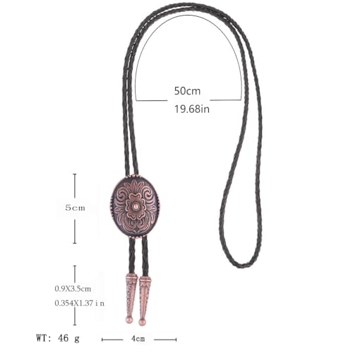 Image of GelConnie Flower Bolo Tie for Men Womens Western Cowboy Bolero Ties Men | Western Bolo Tie for Women, Cowboy Ties for Men Native American Leather Mens Necktie, Floral Bolero Necklace Rodeo Jewelry