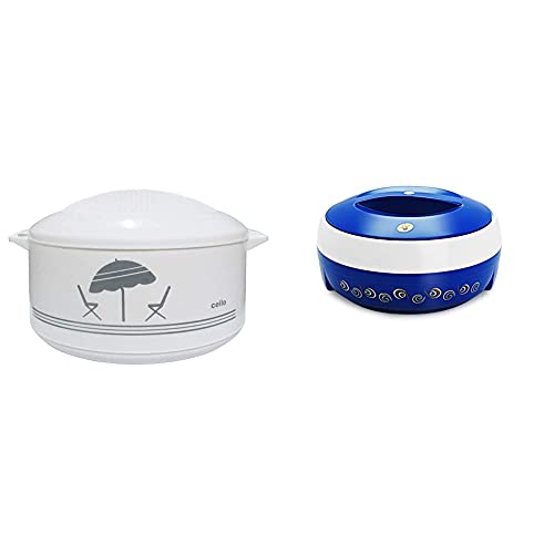 Image of Cello Chef Casserole, 3500ml+Cello Ultra 3500 ML Insulated Hot Pot (Blue)