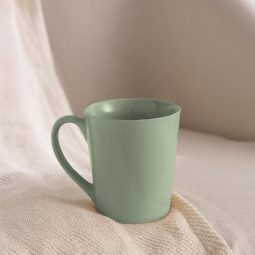 Image of Borosil Porcelia 370 ml x 2pc Haven Sage Tea /Coffee Mug Set | Porcelian Everyday Use Cups | Elegent Embossed Designs | Microwave & Dishwasher Safe Crockery for Gifting & Dining