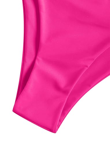 Image of ZAFUL Women's High Cut Bandeau Bikini Set Strapless Solid Color 2 Pieces Bathing Suit Swimsuit